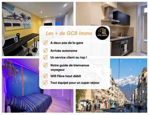 un collage de photos avec une photo d'une cuisine dans l'établissement Le 136 B, à Grenoble