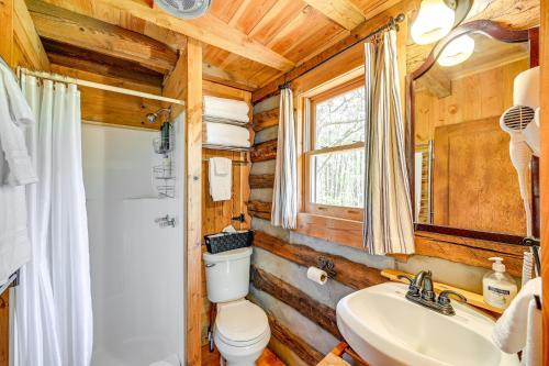 a bathroom with a toilet and a sink at Dobson Vacation Rental - Close to Wineries! in Dobson