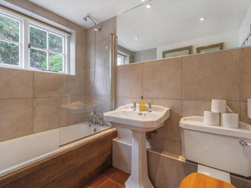 a bathroom with a sink and a toilet and a tub at Old Rectory Cottage in Fernhurst