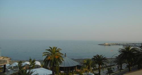 a view of a body of water with palm trees at Hotel Riviera in Arenzano