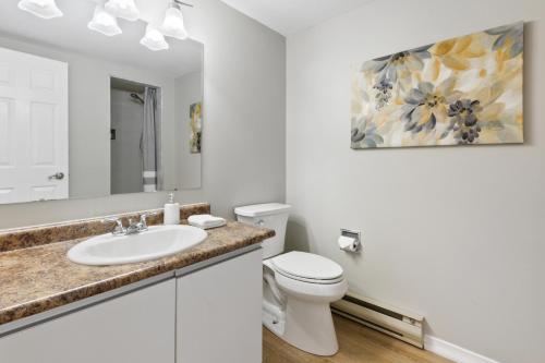 a white bathroom with a sink and a toilet at Mountain View Wintergreen Home 84140 in Blue Mountains