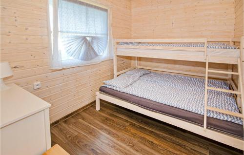 a bedroom with two bunk beds and a window at Pet Friendly Home In Jaroslawiec With Kitchen in Jarosławiec