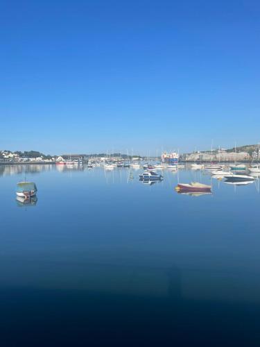 a group of boats sitting in the water at Bumble Bee Cottage in Plymouth