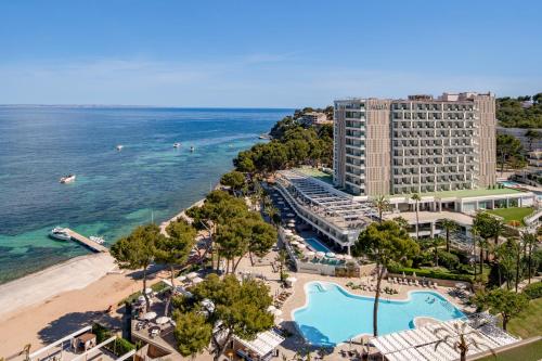 an aerial view of a resort and the beach at Meliá Calviá Beach in Magaluf