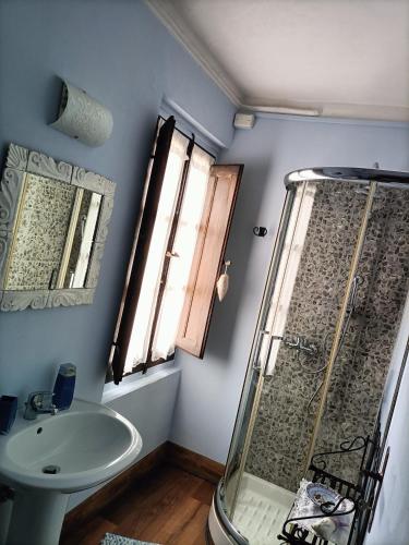 a bathroom with a shower and a sink at Casa Gavenniae in Nocciano