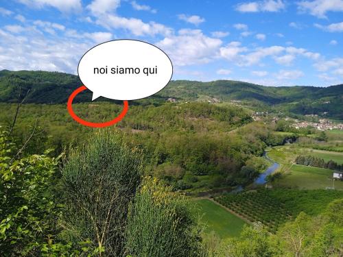 a speech bubble with a not senna cut in a mountain at Cascina Boschetto in Saliceto