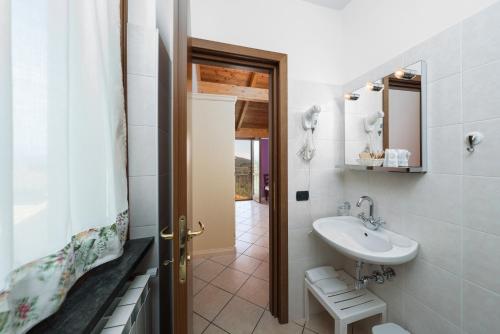 a bathroom with a sink and a mirror at Agriturismo Daniela in Bracelli