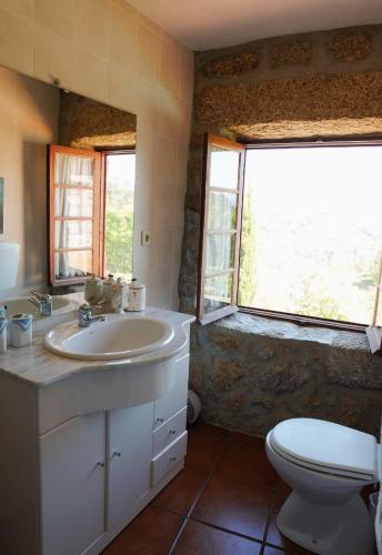 a bathroom with a sink and a toilet at Leiras de Candoz Douro Valley in Marco de Canaveses