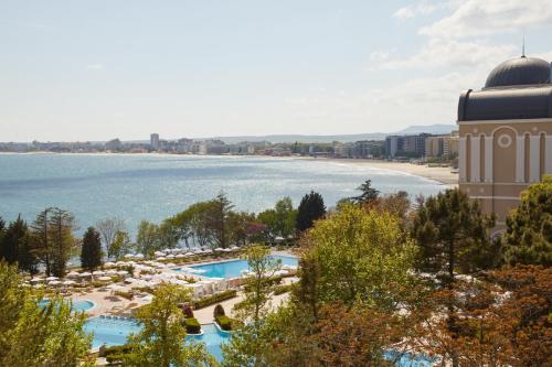 a view of a resort with a pool and a beach at Dreams Sunny Beach Resort and Spa - Premium All Inclusive in Sunny Beach