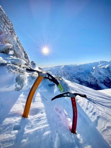 two ski poles sticking out of the snow at Malinovy Sen II in Habovka