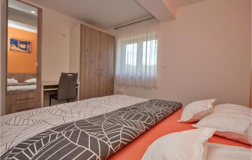 a bedroom with a bed and a desk at Awesome Home In Donji Prolozac With Wifi in Donji Proložac