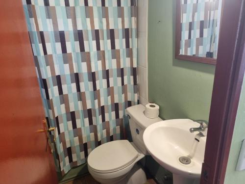 uma casa de banho com um WC e um lavatório em Casa completa em Castro