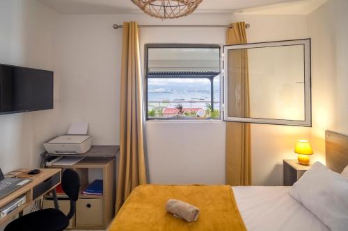 Postel nebo postele na pokoji v ubytování T4 STANDING ANSE MITAN 3 ILETS 95M2 plus 32M2 TERRASSE pergola et vue XXL