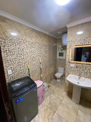 a bathroom with a sink and a toilet at كومبوند زايد ديونز in Sheikh Zayed