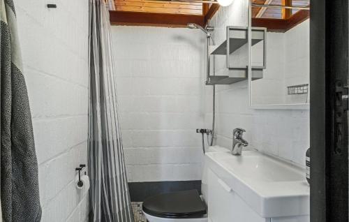 uma casa de banho com um WC e um lavatório em Awesome Home In Vig With Kitchen em Vig