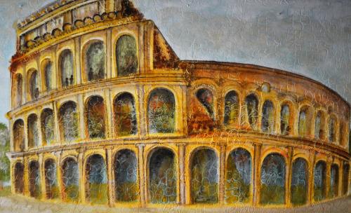 a painting of the colosseum at Hotel Roma Prague in Prague