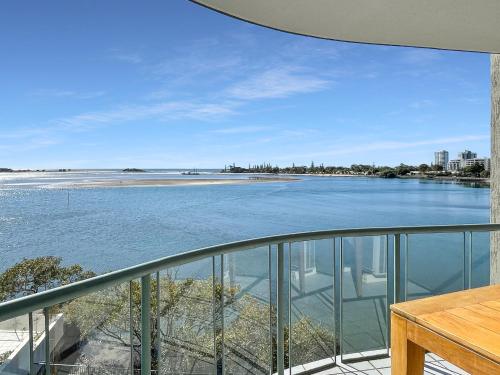 a view of a river from a balcony at Cotton Tree Waterfront with Jetty in Maroochydore