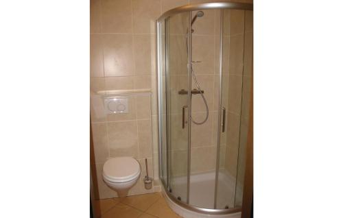 a bathroom with a shower and a toilet at Amazing Home In Bispingen With 2 Bedrooms And Wifi in Bispingen