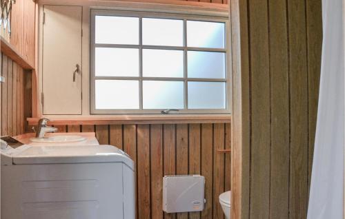 ein Bad mit einem Waschbecken und einem Fenster in der Unterkunft Cozy Home In Tisvildeleje With Wifi in Tisvildeleje