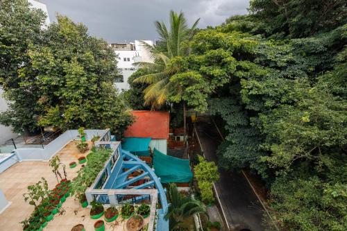 Elle offre une vue sur un jardin planté de plantes et d'arbres. dans l'établissement Home Awaits 357, à Bangalore