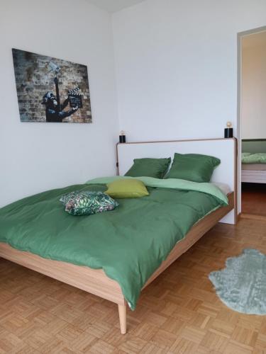 Postel nebo postele na pokoji v ubytování La plus belle vue du lac Léman
