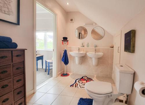 łazienka z toaletą i umywalką w obiekcie Riverrun Holiday Homes No 15 w mieście Belturbet