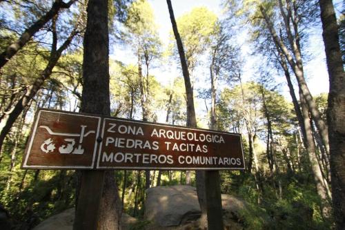 a sign in the middle of a forest at CABAÑA LIRCAY - 2 habitaciones 48M2 para 4 personas in San Clemente