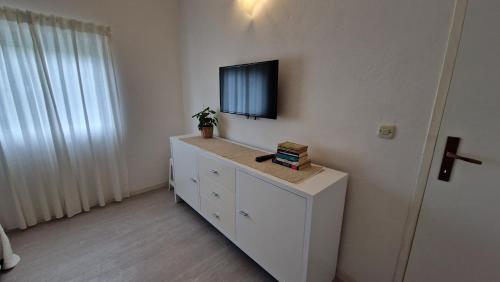 Μια τηλεόραση ή/και κέντρο ψυχαγωγίας στο Beach Apartment Mali Iž