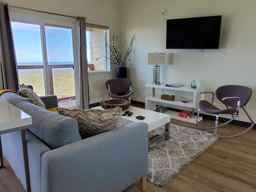 Μια τηλεόραση ή/και κέντρο ψυχαγωγίας στο Moonstone Beach Motel