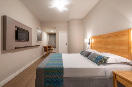 1 dormitorio con 1 cama grande y TV en Monreale Express Glicério Campinas en Campinas