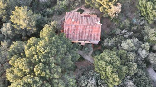 an aerial view of a building in the middle of trees at Villa Les Quatre Vents mit traumhaftem Meerblick in Hyères
