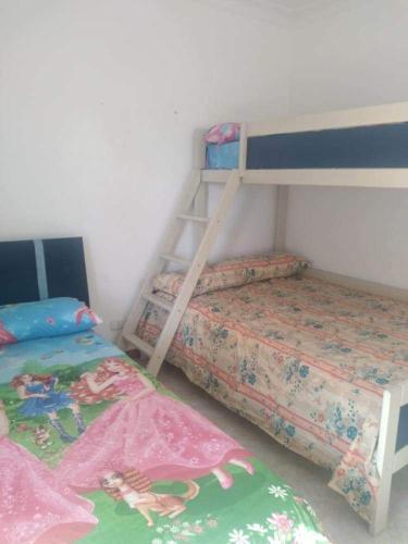 een slaapkamer met 2 stapelbedden en een ladder bij شقة بالاسكندرية سوبر لوكس بالمعمورة الشاطئ in New cairo