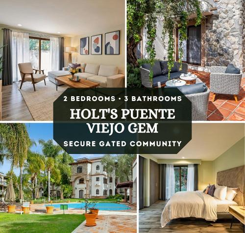 a collage of four pictures of a home at Gated Community Home, Parking, Pool, Tennis court in San Miguel de Allende