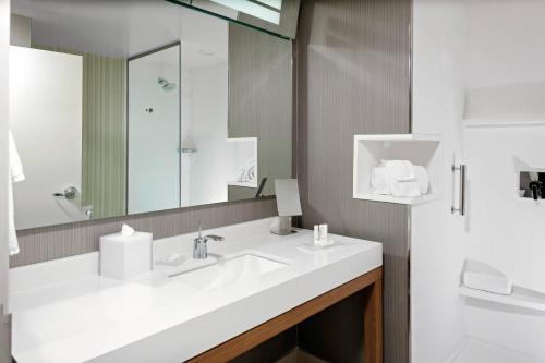 a bathroom with a white sink and a mirror at Courtyard Pasco Tri-Cities Airport in Pasco