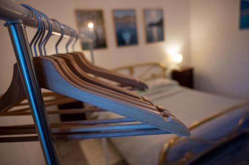 a close up of a bed in a bedroom at Casa Emilia in Riva di Solto