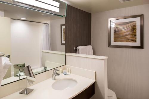 a bathroom with a sink and a mirror at Courtyard by Marriott Jacksonville in Jacksonville