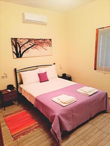 Кровать или кровати в номере Alba Traditional Countryhouse New Anchialos village
