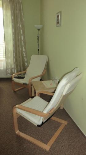 two chairs and a table in a room at Penzion U Zámecké Zahrady in Lipník nad Bečvou