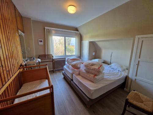 une chambre avec deux lits et une fenêtre dans l'établissement Premium Holidays - Holiday home Asteria at Sint Idesbald, à Coxyde