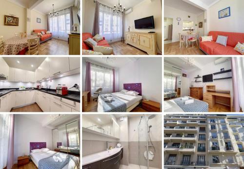 un collage de photos d'un salon et d'un appartement dans l'établissement Nestor&Jeeves - BEAUSOLEIL - Central - tres proche mer, à Nice