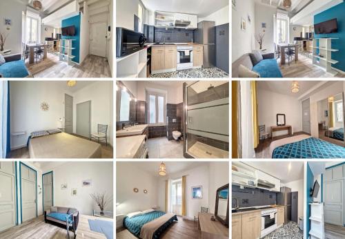 un collage de photos d'une chambre dans l'établissement Nestor&Jeeves - LA BELLE OTERO - Central - Proche gare, à Nice