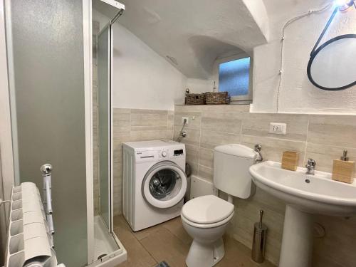 皮利奧伊特維的住宿－Alexander Place，浴室配有卫生间、盥洗盆和洗衣机。