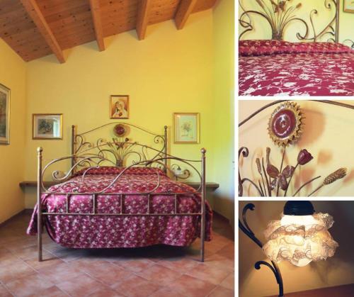 a bedroom with a metal bed in a room at Agriturismo Colle delle Stelle in Mergo
