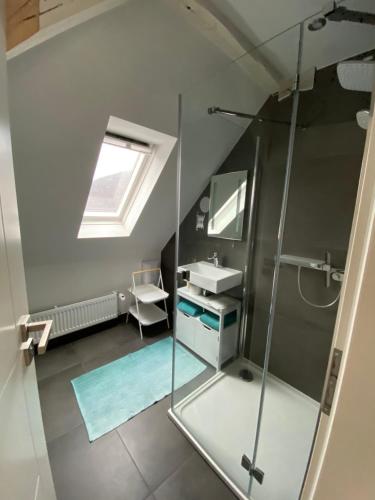 ein Badezimmer mit Dusche und Waschbecken in der Unterkunft Wohlfühlen in Bad Ems in Bad Ems