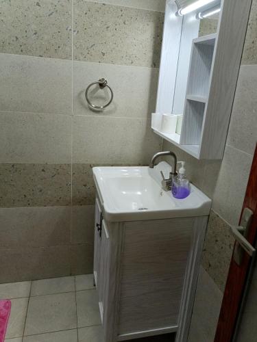 a bathroom with a sink and a shower at Luxurious 2bedroom furnished apartment in Nairobi