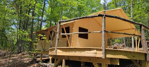 a tree house is being built in the woods at Private place for rest in the forest Tent 1 Forrest Cump in Lenoir
