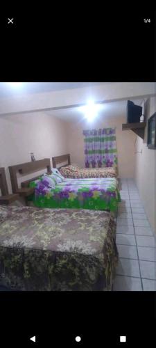 um quarto com duas camas num quarto com em Posada en celaya em Celaya