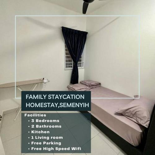 a poster of a bedroom with a bed and a window at Spacious Apartment Semenyih in Semenyih