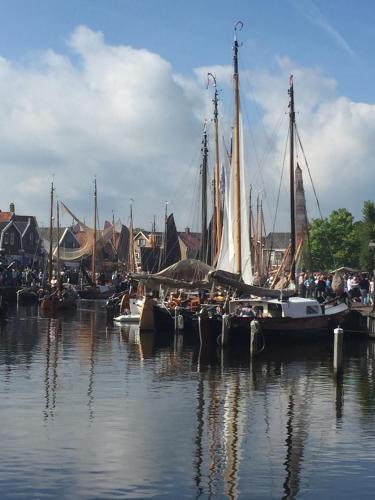 a group of boats are docked in the water at Holiday in Spakenburg t Afferhuus in Spakenburg