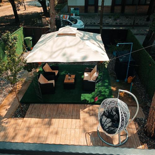 an aerial view of a gazebo on a deck at RB Apartment 1 (SPA) & 2 in Palić